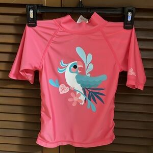 Skin Pink and Blue Rashguard Swim Top(UPF50+)